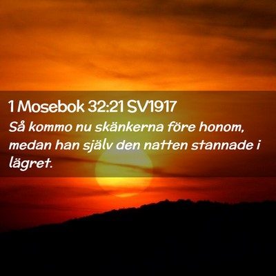 Picture 02 - 1 Mosebok 32:21 SV1917 - Så kommo nu skänkerna före honom, medan han - Bible Verse Picture