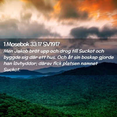 Picture 02 - 1 Mosebok 33:17 SV1917 - Men Jakob bröt upp och drog till Suckot och - Bible Verse Picture