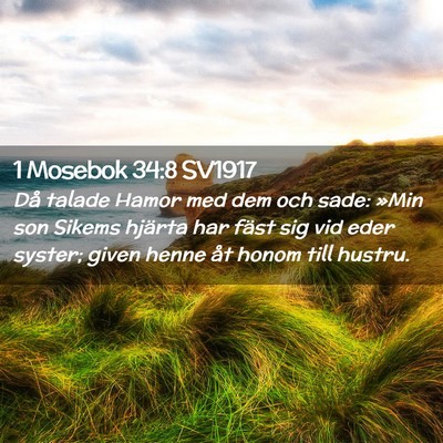 Picture 02 - 1 Mosebok 34:8 SV1917 - Då talade Hamor med dem och sade: »Min son - Bible Verse Picture