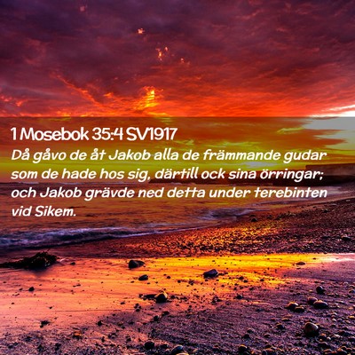 Picture 02 - 1 Mosebok 35:4 SV1917 - Då gåvo de åt Jakob alla de främmande gudar - Bible Verse Picture