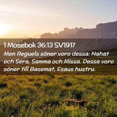 Picture 02 - 1 Mosebok 36:13 SV1917 - Men Reguels söner voro dessa: Nahat och Sera, - Bible Verse Picture
