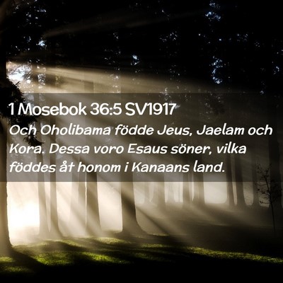 Picture 02 - 1 Mosebok 36:5 SV1917 - Och Oholibama födde Jeus, Jaelam och Kora. Dessa - Bible Verse Picture