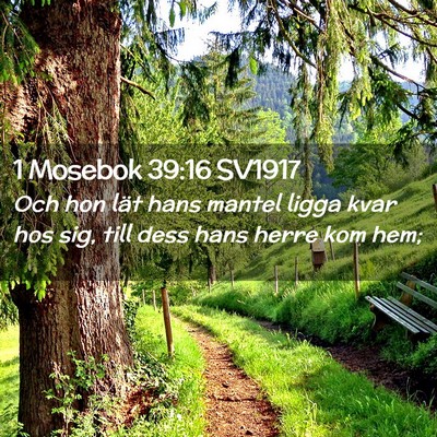 Picture 02 - 1 Mosebok 39:16 SV1917 - Och hon lät hans mantel ligga kvar hos sig, till - Bible Verse Picture