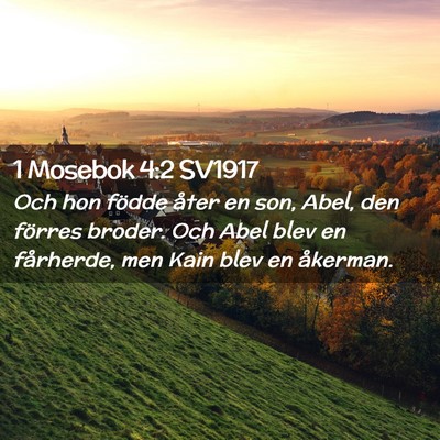 Picture 02 - 1 Mosebok 4:2 SV1917 - Och hon födde åter en son, Abel, den förres - Bible Verse Picture