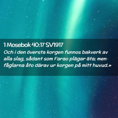 Picture 02 - 1 Mosebok 40:17 SV1917 - Och i den översta korgen funnos bakverk av alla - Bible Verse Picture