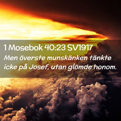 Picture 02 - 1 Mosebok 40:23 SV1917 - Men överste munskänken tänkte icke på Josef, - Bible Verse Picture