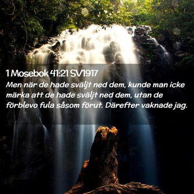 Picture 02 - 1 Mosebok 41:21 SV1917 - Men när de hade sväljt ned dem, kunde man icke - Bible Verse Picture