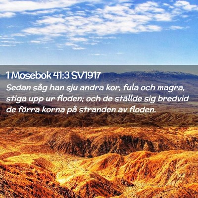 Picture 02 - 1 Mosebok 41:3 SV1917 - Sedan såg han sju andra kor, fula och magra, - Bible Verse Picture