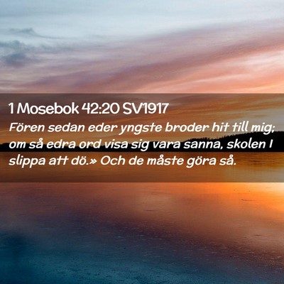 Picture 02 - 1 Mosebok 42:20 SV1917 - Fören sedan eder yngste broder hit till mig; om - Bible Verse Picture