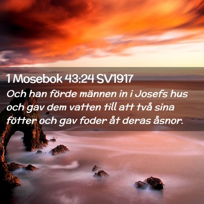 Picture 02 - 1 Mosebok 43:24 SV1917 - Och han förde männen in i Josefs hus och gav - Bible Verse Picture