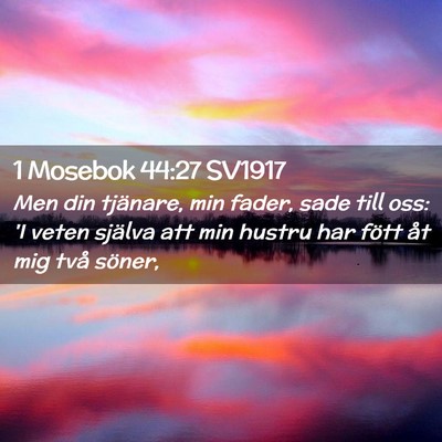 Picture 02 - 1 Mosebok 44:27 SV1917 - Men din tjänare, min fader, sade till oss: 'I - Bible Verse Picture