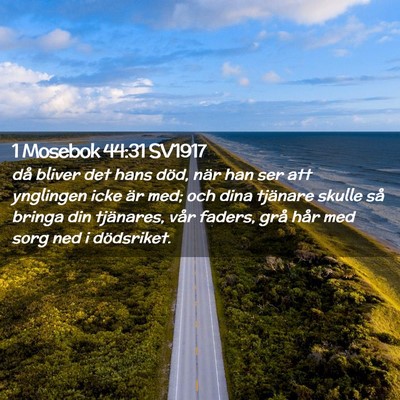 Picture 02 - 1 Mosebok 44:31 SV1917 - då bliver det hans död, när han ser att - Bible Verse Picture