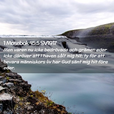 Picture 02 - 1 Mosebok 45:5 SV1917 - Men varen nu icke bedrövade och grämen eder - Bible Verse Picture