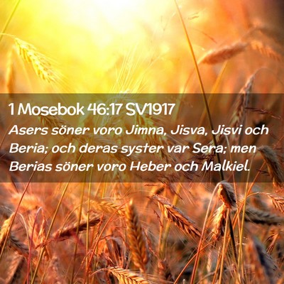 Picture 02 - 1 Mosebok 46:17 SV1917 - Asers söner voro Jimna, Jisva, Jisvi och Beria; - Bible Verse Picture