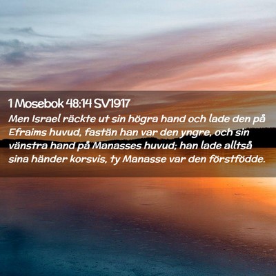 Picture 02 - 1 Mosebok 48:14 SV1917 - Men Israel räckte ut sin högra hand och lade - Bible Verse Picture