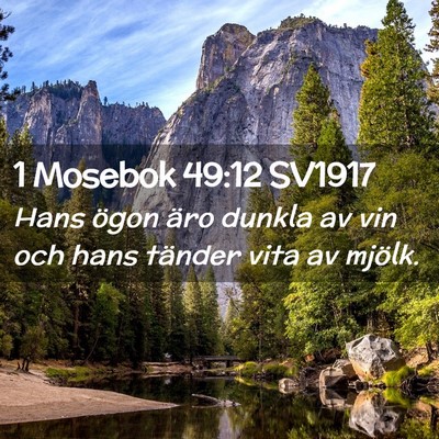 Picture 02 - 1 Mosebok 49:12 SV1917 - Hans ögon äro dunkla av vin och hans tänder - Bible Verse Picture