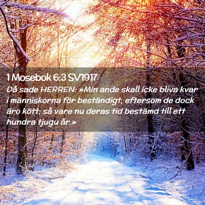 Picture 02 - 1 Mosebok 6:3 SV1917 - Då sade HERREN: »Min ande skall icke bliva kvar - Bible Verse Picture