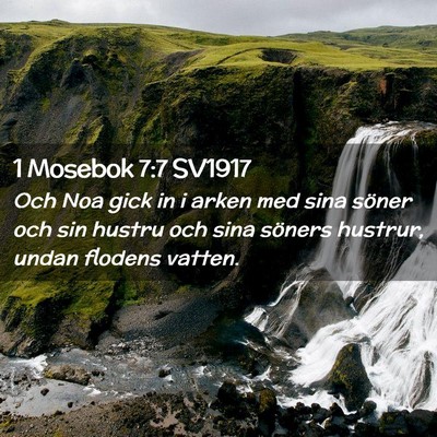 Picture 02 - 1 Mosebok 7:7 SV1917 - Och Noa gick in i arken med sina söner och sin - Bible Verse Picture