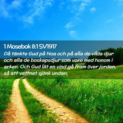 Picture 02 - 1 Mosebok 8:1 SV1917 - Då tänkte Gud på Noa och på alla de vilda - Bible Verse Picture