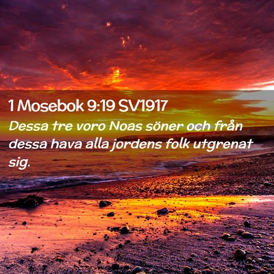 Picture 02 - 1 Mosebok 9:19 SV1917 - Dessa tre voro Noas söner och från dessa hava - Bible Verse Picture