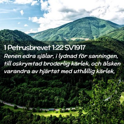 Picture 02 - 1 Petrusbrevet 1:22 SV1917 - Renen edra själar, i lydnad för sanningen, till - Bible Verse Picture