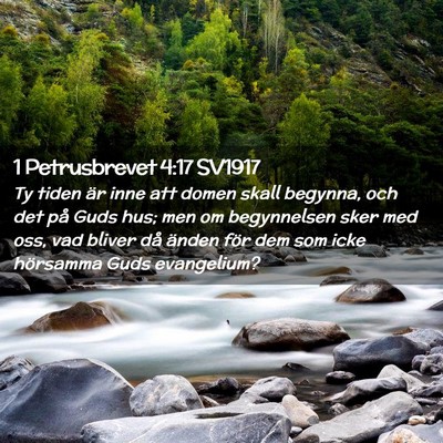 Picture 02 - 1 Petrusbrevet 4:17 SV1917 - Ty tiden är inne att domen skall begynna, och - Bible Verse Picture