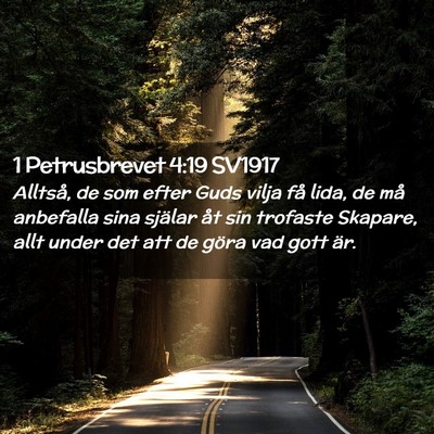 Picture 02 - 1 Petrusbrevet 4:19 SV1917 - Alltså, de som efter Guds vilja få lida, de må - Bible Verse Picture