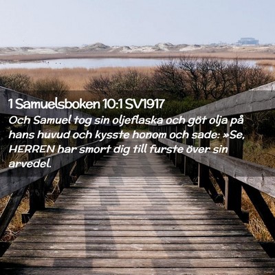 Picture 02 - 1 Samuelsboken 10:1 SV1917 - Och Samuel tog sin oljeflaska och göt olja på - Bible Verse Picture
