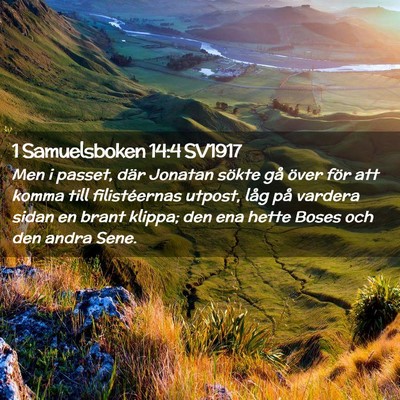 Picture 02 - 1 Samuelsboken 14:4 SV1917 - Men i passet, där Jonatan sökte gå över för - Bible Verse Picture