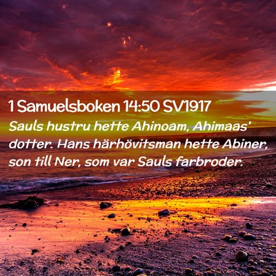 Picture 02 - 1 Samuelsboken 14:50 SV1917 - Sauls hustru hette Ahinoam, Ahimaas' dotter. Hans - Bible Verse Picture