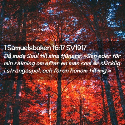 Picture 02 - 1 Samuelsboken 16:17 SV1917 - Då sade Saul till sina tjänare: »Sen eder för - Bible Verse Picture