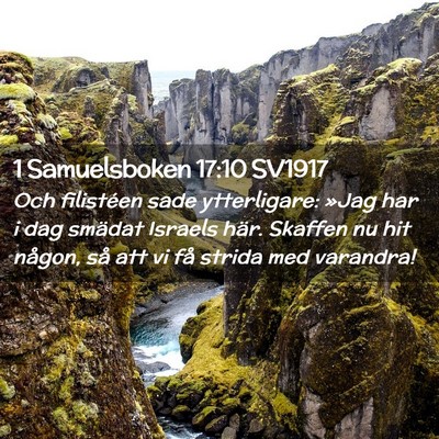 Picture 02 - 1 Samuelsboken 17:10 SV1917 - Och filistéen sade ytterligare: »Jag har i dag - Bible Verse Picture