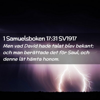 Picture 02 - 1 Samuelsboken 17:31 SV1917 - Men vad David hade talat blev bekant; och man - Bible Verse Picture