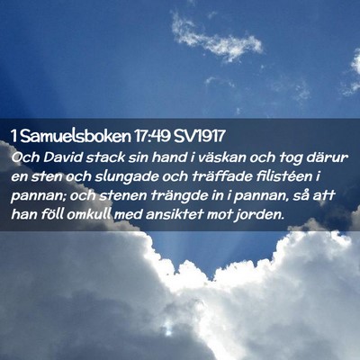 Picture 02 - 1 Samuelsboken 17:49 SV1917 - Och David stack sin hand i väskan och tog därur - Bible Verse Picture