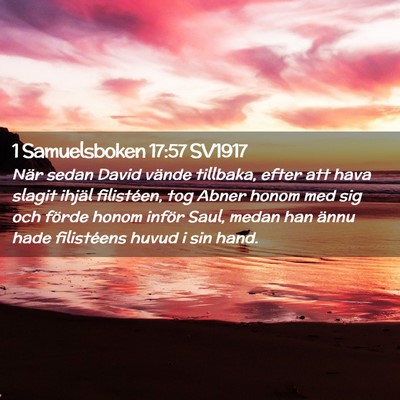 Picture 02 - 1 Samuelsboken 17:57 SV1917 - När sedan David vände tillbaka, efter att hava - Bible Verse Picture