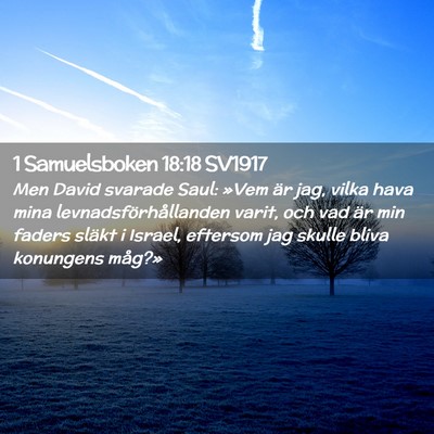 Picture 02 - 1 Samuelsboken 18:18 SV1917 - Men David svarade Saul: »Vem är jag, vilka hava - Bible Verse Picture