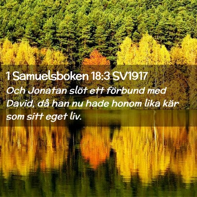 Picture 02 - 1 Samuelsboken 18:3 SV1917 - Och Jonatan slöt ett förbund med David, då han - Bible Verse Picture