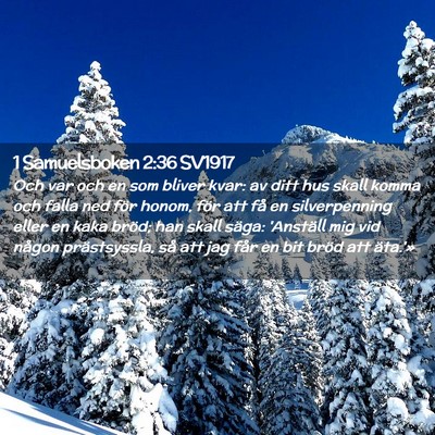 Picture 02 - 1 Samuelsboken 2:36 SV1917 - Och var och en som bliver kvar: av ditt hus skall - Bible Verse Picture