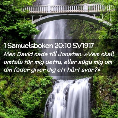 Picture 02 - 1 Samuelsboken 20:10 SV1917 - Men David sade till Jonatan: »Vem skall omtala - Bible Verse Picture