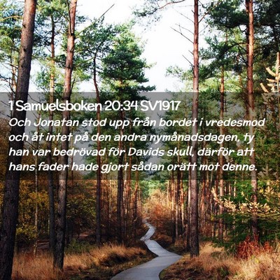 Picture 02 - 1 Samuelsboken 20:34 SV1917 - Och Jonatan stod upp från bordet i vredesmod och - Bible Verse Picture