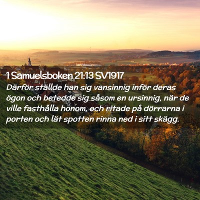 Picture 02 - 1 Samuelsboken 21:13 SV1917 - Därför ställde han sig vansinnig inför deras - Bible Verse Picture