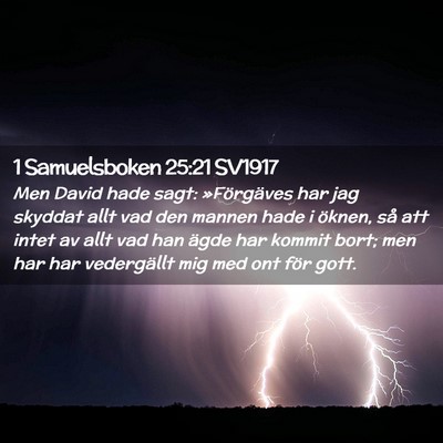 Picture 02 - 1 Samuelsboken 25:21 SV1917 - Men David hade sagt: »Förgäves har jag skyddat - Bible Verse Picture