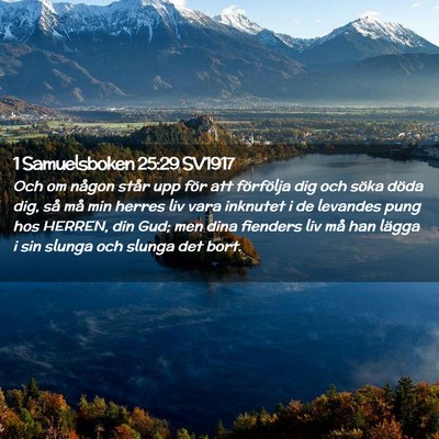 Picture 02 - 1 Samuelsboken 25:29 SV1917 - Och om någon står upp för att förfölja dig - Bible Verse Picture