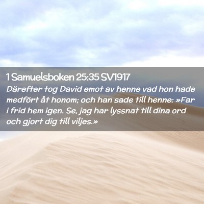 Picture 02 - 1 Samuelsboken 25:35 SV1917 - Därefter tog David emot av henne vad hon hade - Bible Verse Picture
