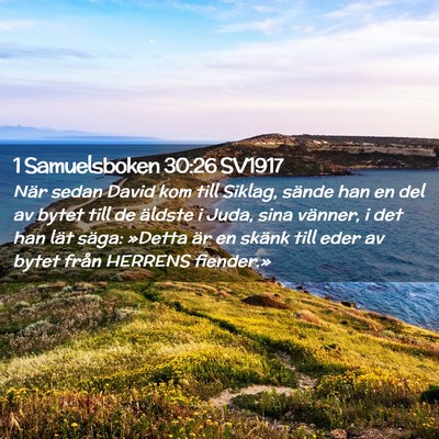 Picture 02 - 1 Samuelsboken 30:26 SV1917 - När sedan David kom till Siklag, sände han en - Bible Verse Picture