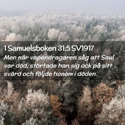 Picture 02 - 1 Samuelsboken 31:5 SV1917 - Men när vapendragaren såg att Saul var död, - Bible Verse Picture