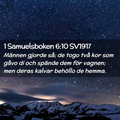 Picture 02 - 1 Samuelsboken 6:10 SV1917 - Männen gjorde så; de togo två kor som gåvo di - Bible Verse Picture
