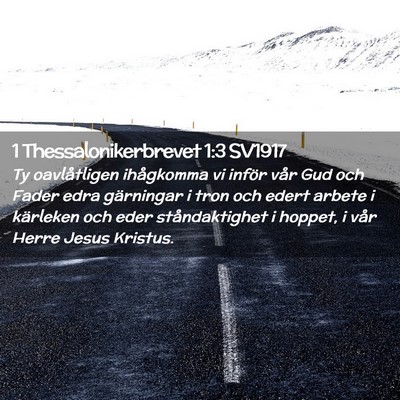 Picture 02 - 1 Thessalonikerbrevet 1:3 SV1917 - Ty oavlåtligen ihågkomma vi inför vår Gud och - Bible Verse Picture
