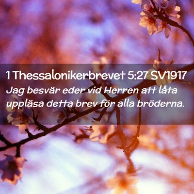 Picture 02 - 1 Thessalonikerbrevet 5:27 SV1917 - Jag besvär eder vid Herren att låta uppläsa - Bible Verse Picture
