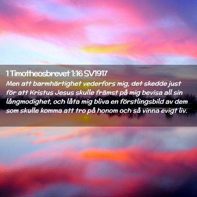 Picture 02 - 1 Timotheosbrevet 1:16 SV1917 - Men att barmhärtighet vederfors mig, det skedde - Bible Verse Picture